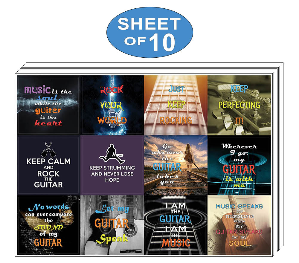 Creanoso Guitar Quote Stickers for Musicians and Guitarists (10-Sheet) Ã¢â‚¬â€œ Premium Gift Set