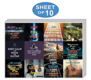 Creanoso Guitar Quote Stickers for Musicians and Guitarists (10-Sheet) Ã¢â‚¬â€œ Premium Gift Set