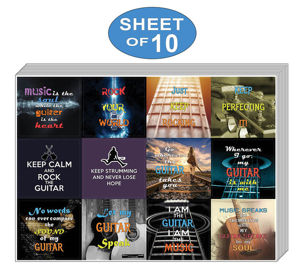 Creanoso Guitar Quote Stickers for Musicians and Guitarists (10-Sheet) Ã¢â‚¬â€œ Premium Gift Set