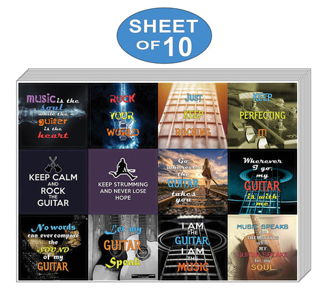 Creanoso Guitar Quote Stickers for Musicians and Guitarists (10-Sheet) Ã¢â‚¬â€œ Premium Gift Set