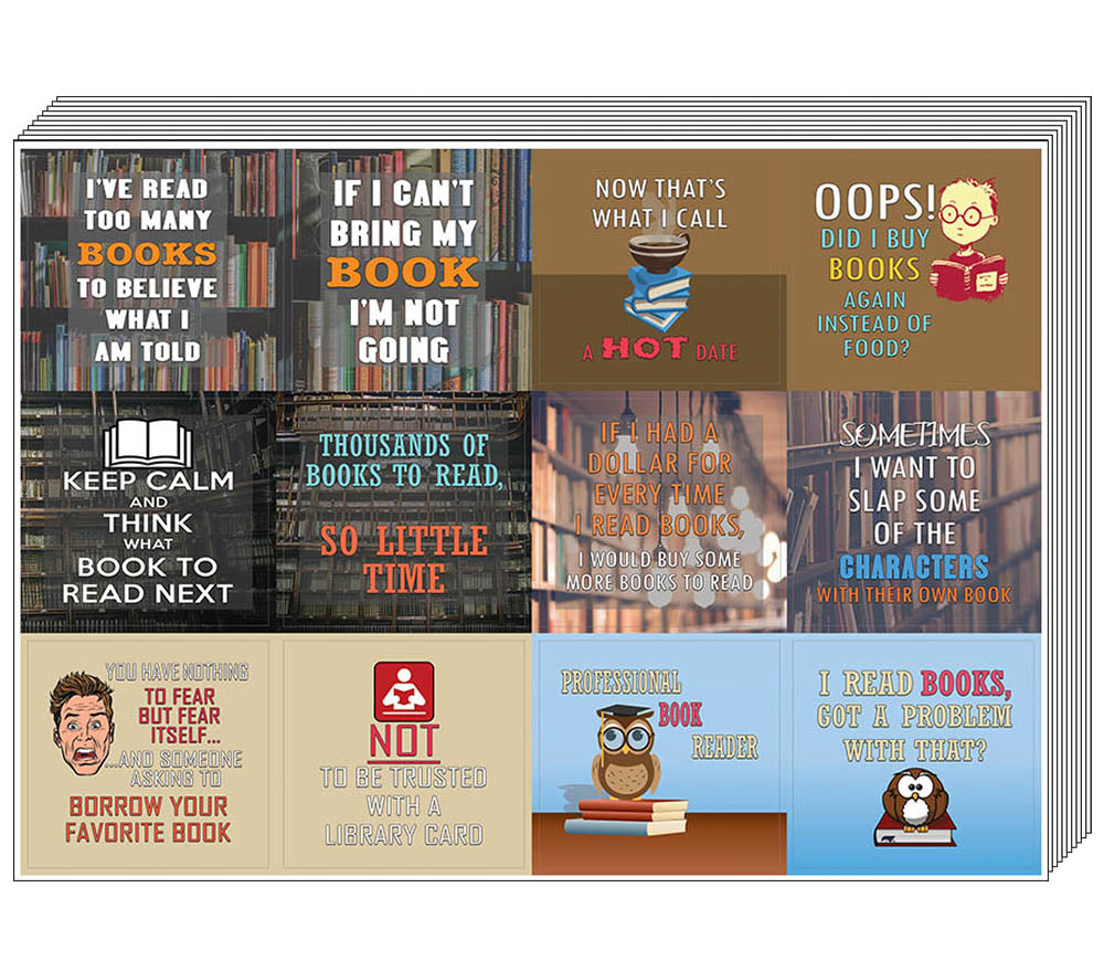 Humor Book Sticker Creanoso Bookish Humor Sayings Stickers Bookworm (10-Sheet) – P