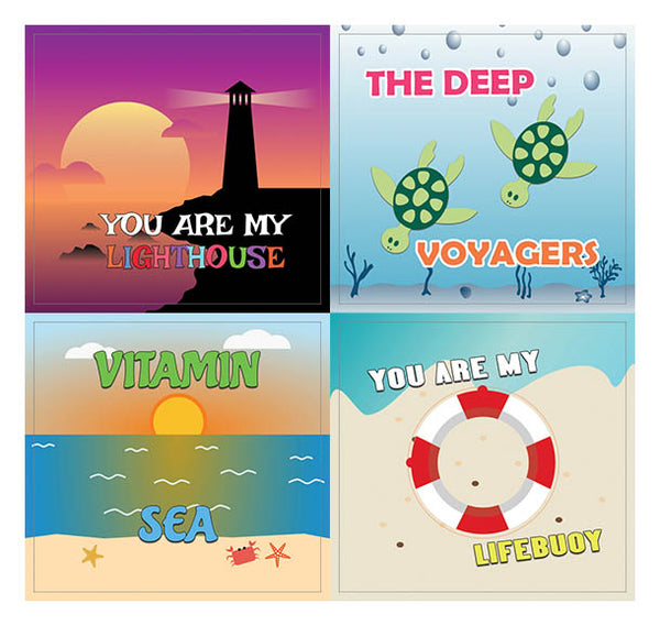 Creanoso Funny Sayings Marine Sea Stickers for Kids (10-Sheet) Ã¢â‚¬â€œ Sea and Marine Life Sticker Set