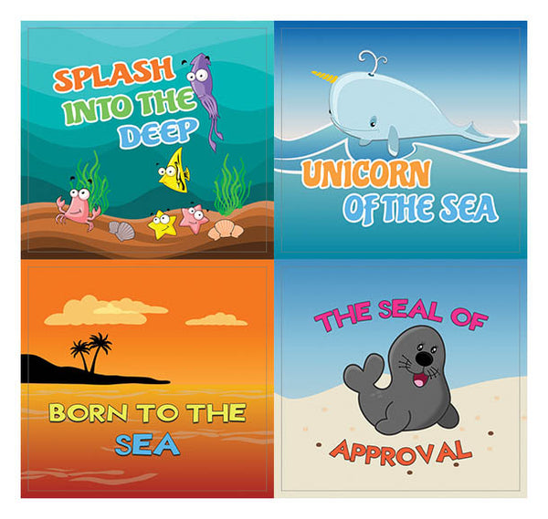 Creanoso Funny Sayings Marine Sea Stickers for Kids (10-Sheet) Ã¢â‚¬â€œ Sea and Marine Life Sticker Set