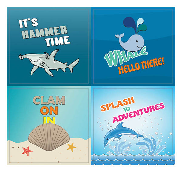 Creanoso Funny Sayings Marine Sea Stickers for Kids (10-Sheet) Ã¢â‚¬â€œ Sea and Marine Life Sticker Set
