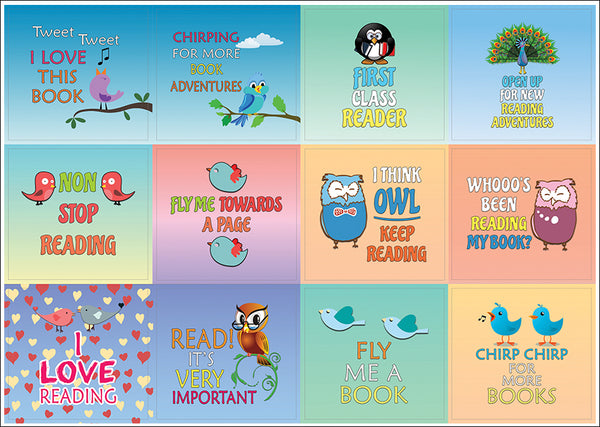 Creanoso Inspirational Sayings Book Reading Bird Stickers (10-Sheet) Ã¢â‚¬â€œ Assorted Reading Sticker Set