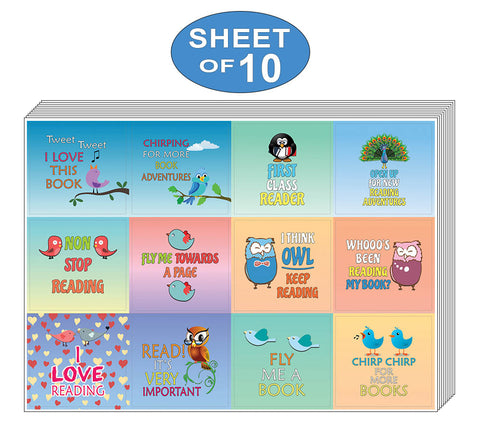 Creanoso Inspirational Sayings Book Reading Bird Stickers (10-Sheet) Ã¢â‚¬â€œ Assorted Reading Sticker Set