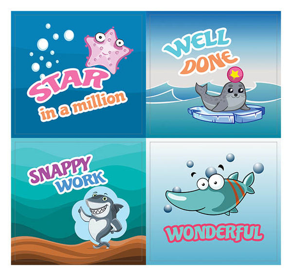 Creanoso Sea Life Creatures Praise Stickers for Kids (10-Sheet) Ã¢â‚¬â€œ Incentive Rewards Gifts