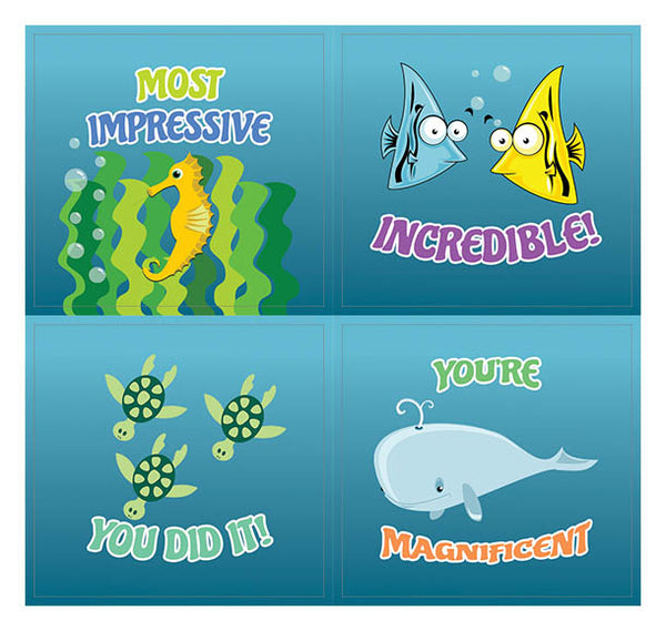 Creanoso Sea Life Creatures Praise Stickers for Kids (10-Sheet) Ã¢â‚¬â€œ Incentive Rewards Gifts