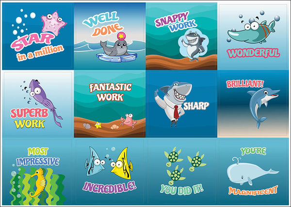 Creanoso Sea Life Creatures Praise Stickers for Kids (10-Sheet) Ã¢â‚¬â€œ Incentive Rewards Gifts