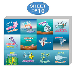 Creanoso Sea Life Creatures Praise Stickers for Kids (10-Sheet) Ã¢â‚¬â€œ Incentive Rewards Gifts