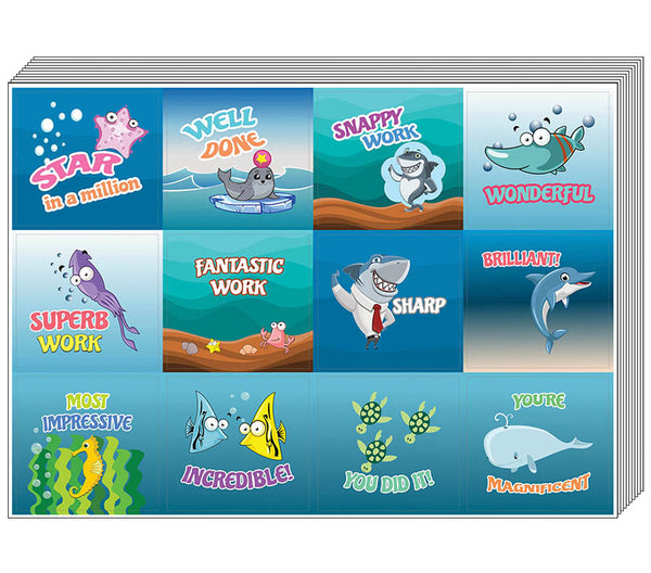 Creanoso Sea Life Creatures Praise Stickers for Kids (10-Sheet) Ã¢â‚¬â€œ Incentive Rewards Gifts