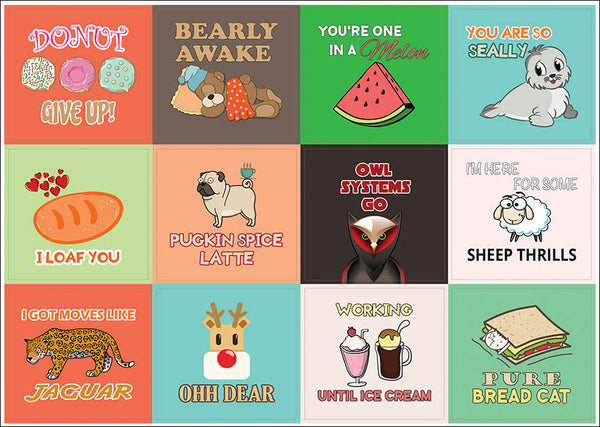 Creanoso Silly Puns Stickers (20-Sheet) Ã¢â‚¬â€œ Classroom Incentive Reward Ideas for Kids Ã¢â‚¬â€œ Cool Stocking Stuffers Gifts for Boys, Girls Ã¢â‚¬â€œ Wall Art Surface DÃƒÂ©cor Decoration Collection Pack Set Ã¢â‚¬â€œ Great DIY