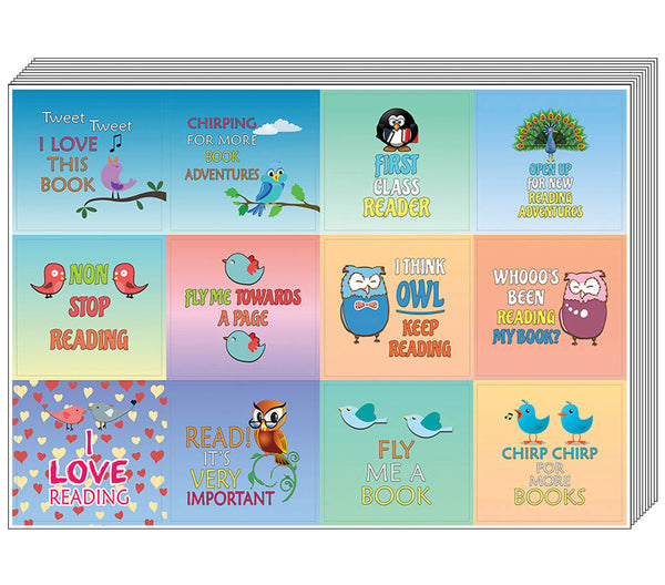 Creanoso Inspirational Sayings Book Reading Bird Stickers (10-Sheet) Ã¢â‚¬â€œ Assorted Reading Sticker Set