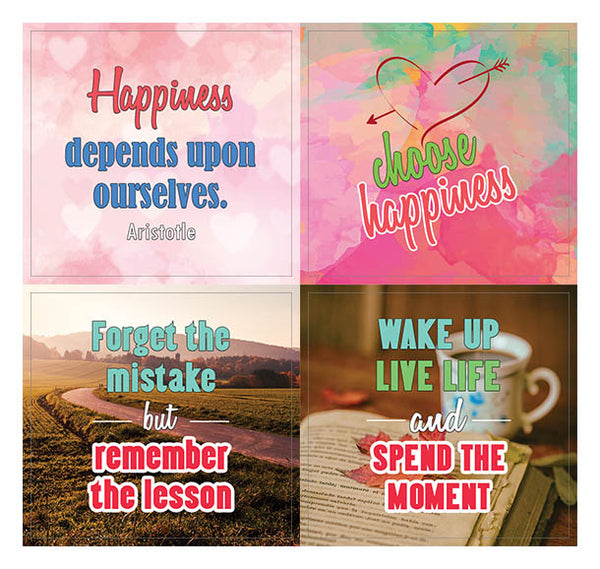 Creanoso Happiness Life Quotes Positive Stickers  Ã¢â‚¬â€œ Premium Gift Set Wall Decor Art Sticky Cards