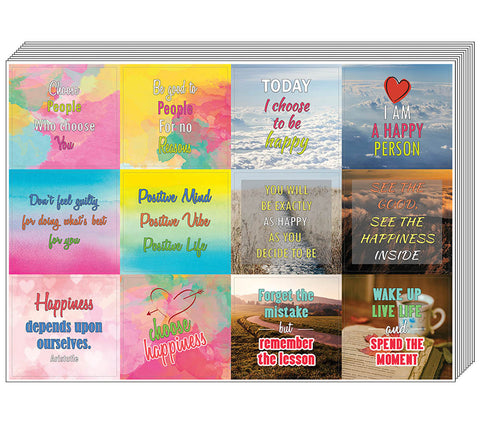 Creanoso Happiness Life Quotes Positive Stickers  Ã¢â‚¬â€œ Premium Gift Set Wall Decor Art Sticky Cards
