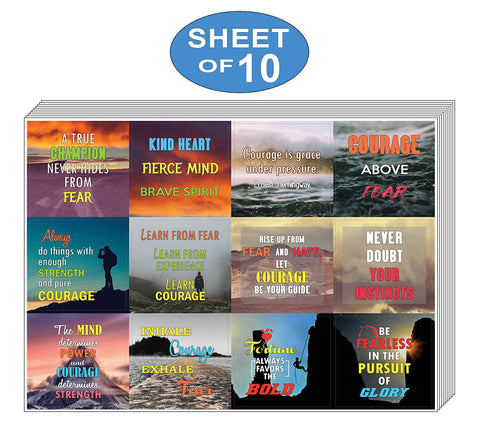 Creanoso Inspirational Courage Quotes Stickers (10-Sheet) Ã¢â‚¬â€œ Premium Gift Set Stickers
