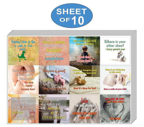 Creanoso Funny and Inspiring Parenting Quotes Stickers (10-Sheet) Ã¢â‚¬â€œ Inspirational Parenting Gift