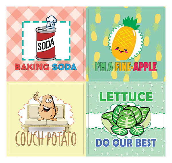 Creanoso Funny Food Puns Stickers for Kids Ã¢â‚¬â€œ Colorful Gift Funny Stickers