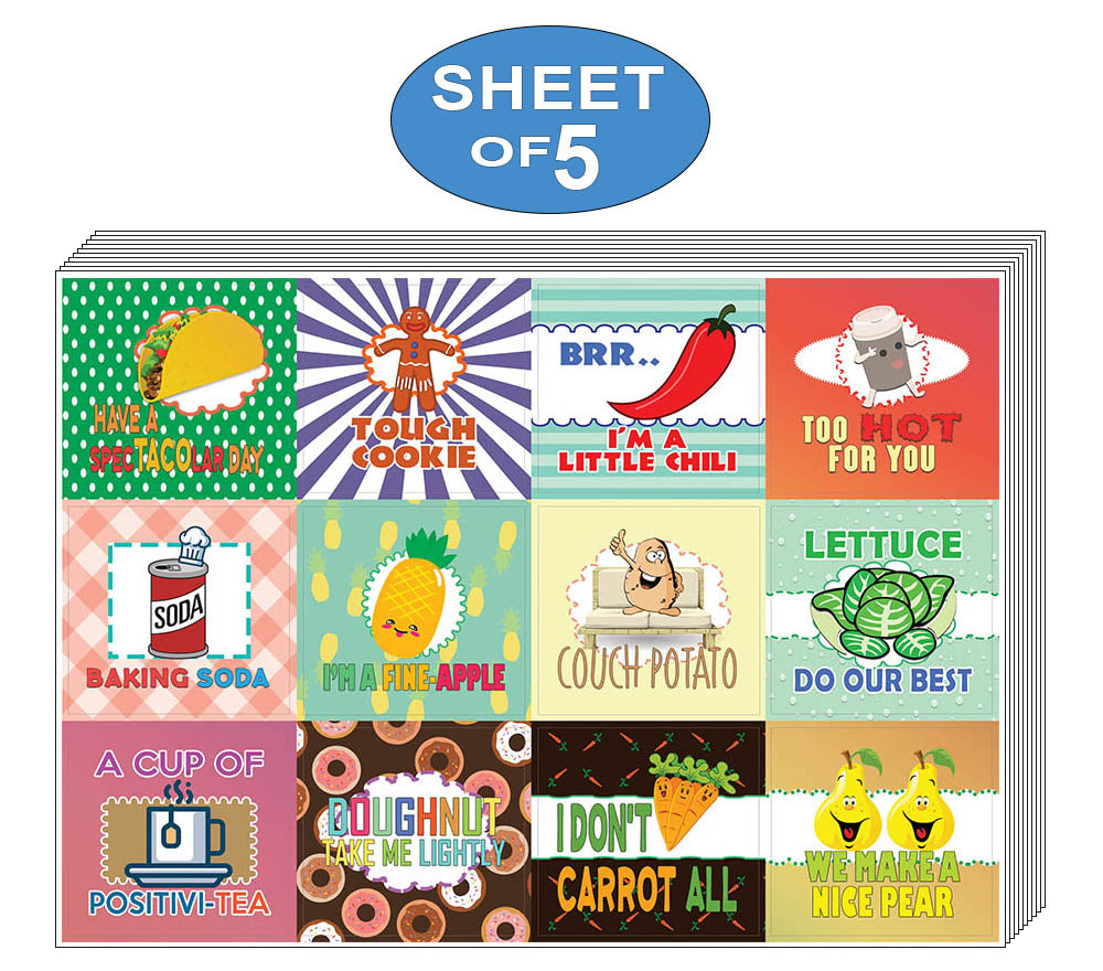 Creanoso Funny Food Puns Stickers for Kids Ã¢â‚¬â€œ Colorful Gift Funn