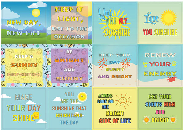 Creanoso Happy Thoughts Sun Stickers - Inspiring Inspirational Sayings Sticky Notes