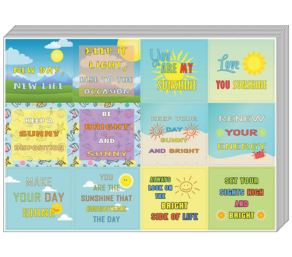 Creanoso Happy Thoughts Sun Stickers - Inspiring Inspirational Sayings Sticky Notes