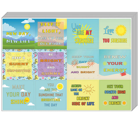 Creanoso Happy Thoughts Sun Stickers - Inspiring Inspirational Sayings Sticky Notes