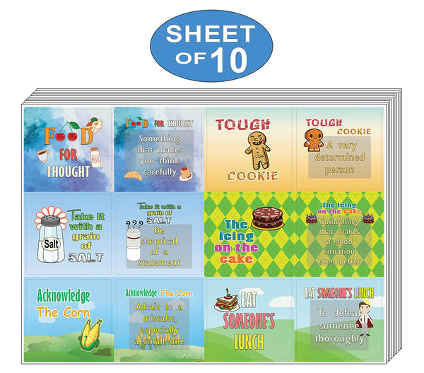 Creanoso Funny Food Idioms Stickers Series II - Fun Gift Giveaways Collection Pack