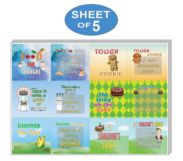 Creanoso Funny Food Idioms Stickers Series II - Fun Gift Giveaways Collection Pack