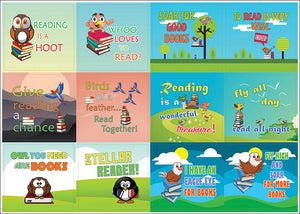 Creanoso Cute Bird Reading Sayings Stickers (20-Sheet) â€“ Sticker Card Giveaways for Children â€“ Awesome Stocking Stuffers Gifts for Boys & Girls, Kids â€“ Classroom Teaching Incentives â€“ Decal Decor