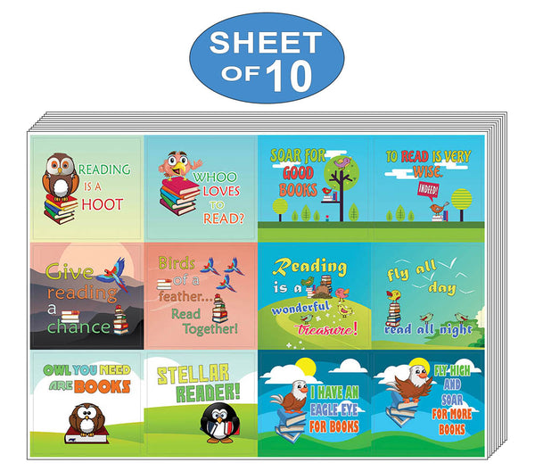 Creanoso Cute Sayings Birds Stickers (10-Sheet) â€“ Total 120 pcs (10 X 12pcs) Individual Small Size 2.1 x 2. Inches , Waterproof, Unique Personalized Themes Designs, Any Flat Surface DIY Decoration Art Decal for Boys & Girls, Children, Teens