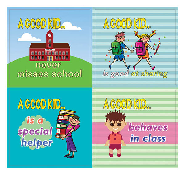 Creanoso School Behavior Educational Stickers for Kids - Cool Giveaways for Boys & Girls