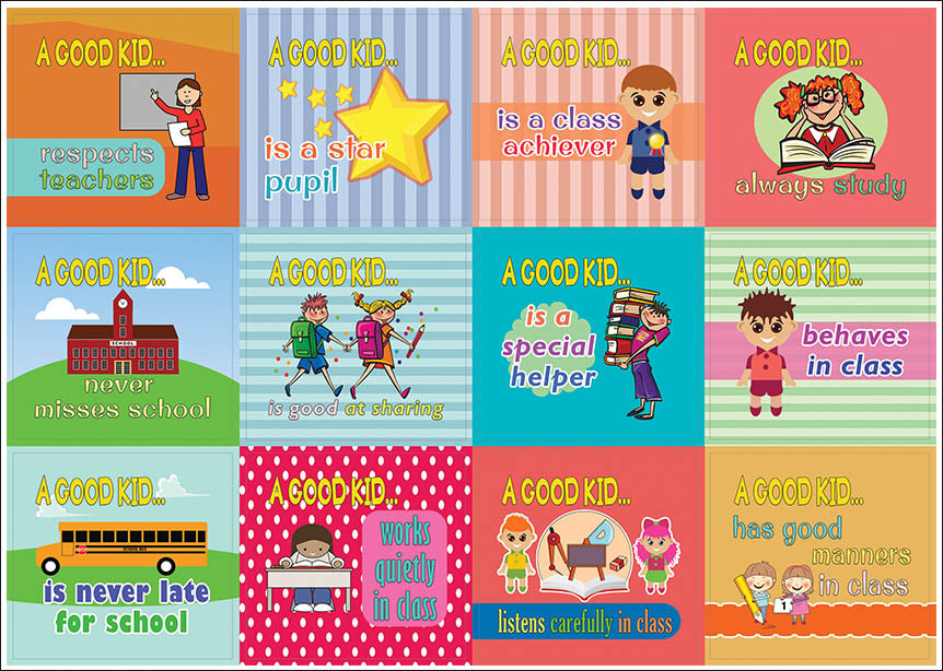 Creanoso A Good Kid Behavior Stickers - At School (10-Sheet) â€“ Total