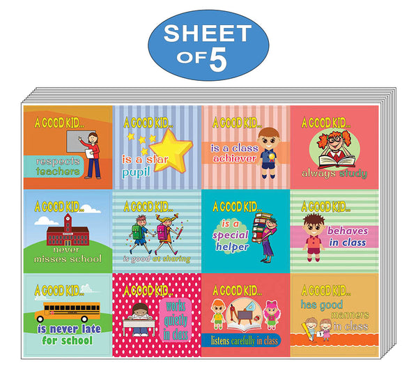 Creanoso School Behavior Educational Stickers for Kids - Cool Giveaways for Boys & Girls