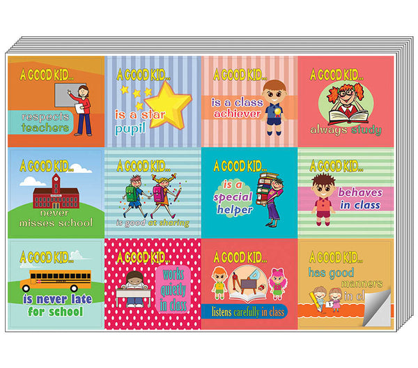 Creanoso School Behavior Educational Stickers for Kids - Cool Giveaways for Boys & Girls