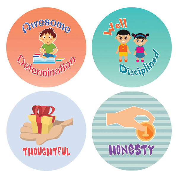 Creanoso Character Value Merit Stickers (20-Sheet) â€“ Gift Giveaways Stickers for Kids â€“ Awesome Stocking Stuffers Gifts for Boys & Girls, Teens â€“ Wall Table Surface DÃ©cor Art Decal â€“ Rewards Incentive