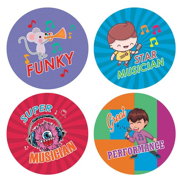 Creanoso Music Merit Behavior Stickers (20-Sheet) â€“ Sticker Card Giveaways for Kids â€“ Awesome Stocking Stuffers Gifts for Boys & Girls â€“ Classroom Home Rewards Incentives â€“ Decal Decor