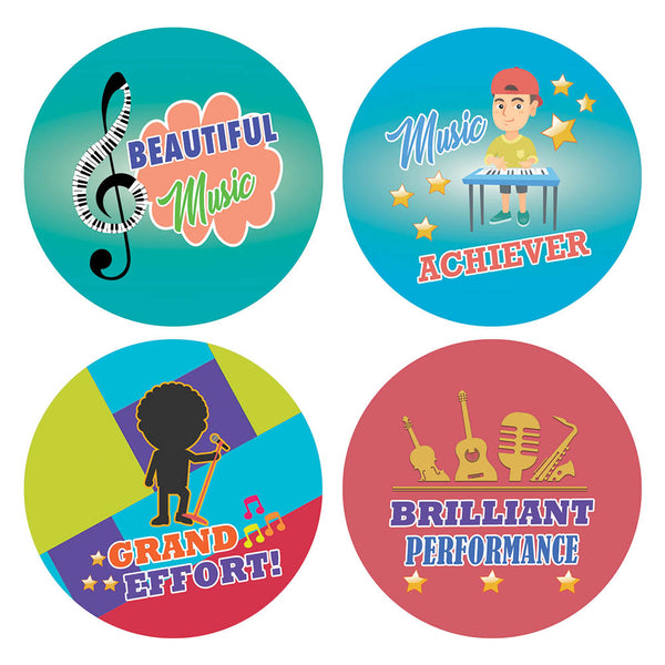 Creanoso Music Accomplishment Merit Stickers for Kids - Great Gift Tokens for Children