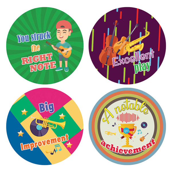 Creanoso Music Merit Behavior Stickers (20-Sheet) â€“ Sticker Card Giveaways for Kids â€“ Awesome Stocking Stuffers Gifts for Boys & Girls â€“ Classroom Home Rewards Incentives â€“ Decal Decor