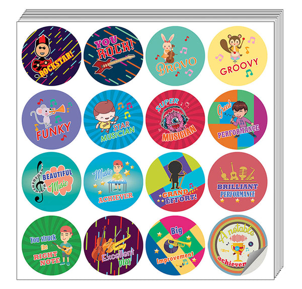 Creanoso Music Accomplishment Merit Stickers for Kids - Great Gift Tokens for Children