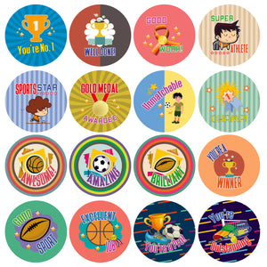 Creanoso Sports Accomplishment Merit Stickers (10-Sheet) â€“ Gift Giveaways Stickers for Kids â€“ Awesome Stocking Stuffers Gifts for Boys & Girls, Teens â€“ Surface DÃ©cor Art Decal â€“ Rewards Incentive