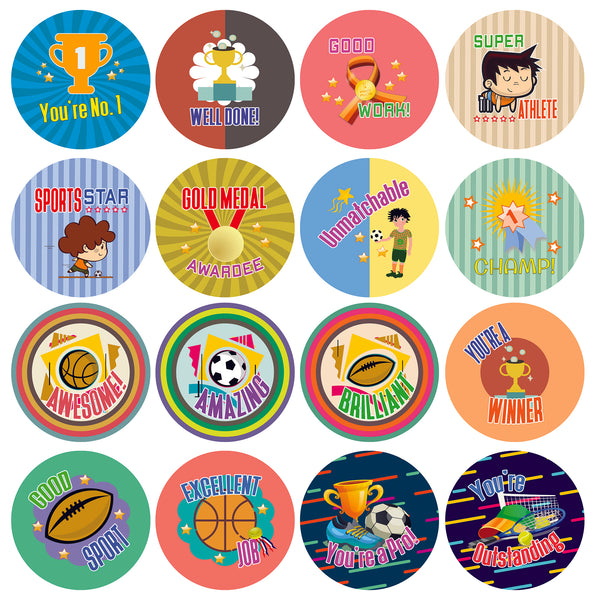 Creanoso Sports Merit Stickers for Kids (20-Sheet) â€“ Athletes Gift Giveaways Stickers â€“ Awesome Stocking Stuffers Gifts for Boys, Girls, Teens â€“ Cool Wall Art Table DÃ©cor â€“ Great Rewards Pack