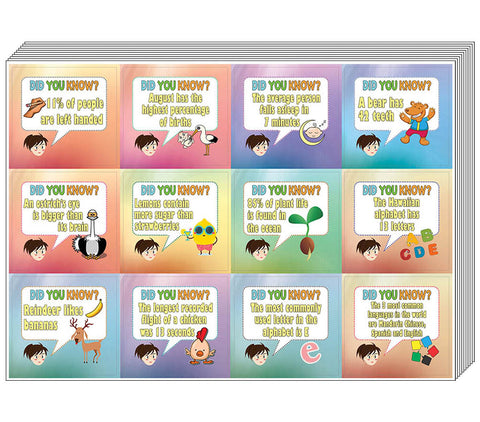 Creanoso Unbelievable Did You Know Facts Series 1 Stickers for Kids (10-Sheet) â€“ Total 120 pcs (10 X 12pcs) Individual Small Size 2.1 x 2. Inches