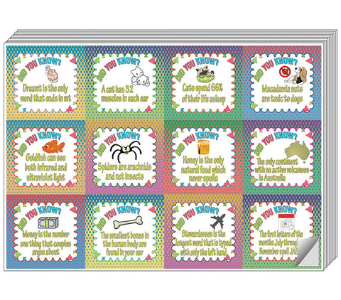 Creanoso Unbelievable Did You Know Facts Series 2 Stickers for Kids - Cool Gift Token Giveaways for Children