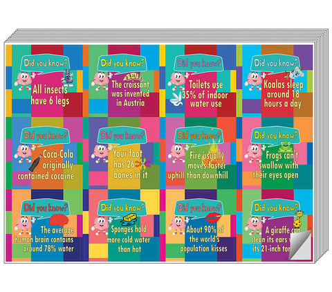 Creanoso Did You Know Learning Facts Series 3 Stickers for Kids - Great Rewards Incentive Giveaways