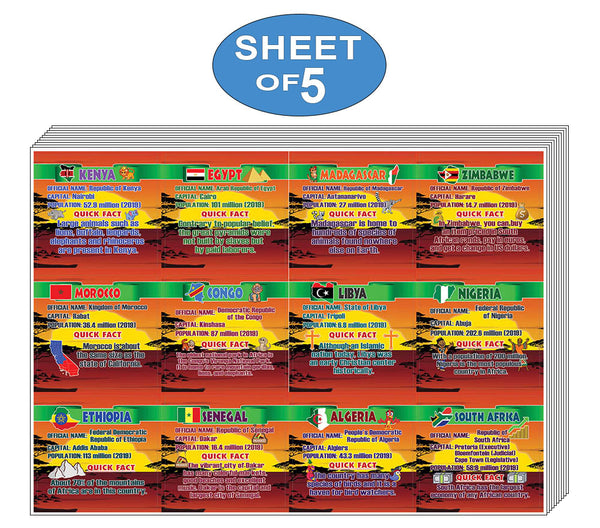 Creanoso Fun Facts Stickers Ã¢â‚¬â€œ African Countries  Ã¢â‚¬â€œ Great Learning Wall Art Decal Stickers for Kids