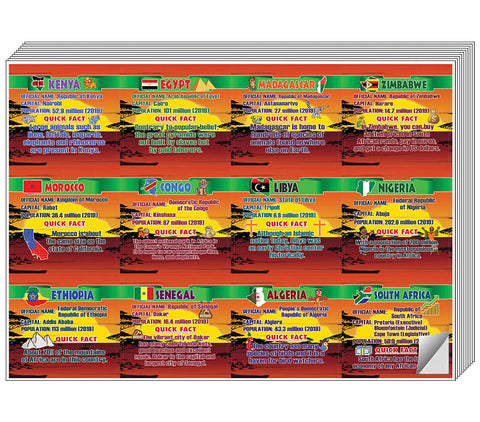 Creanoso Fun Facts Stickers Ã¢â‚¬â€œ African Countries  Ã¢â‚¬â€œ Great Learning Wall Art Decal Stickers for Kids