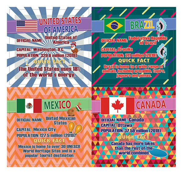 Creanoso The Americas Fun Facts Stickers for Kids - Unique Stocking Stuffers Gifts for Boys and Girls