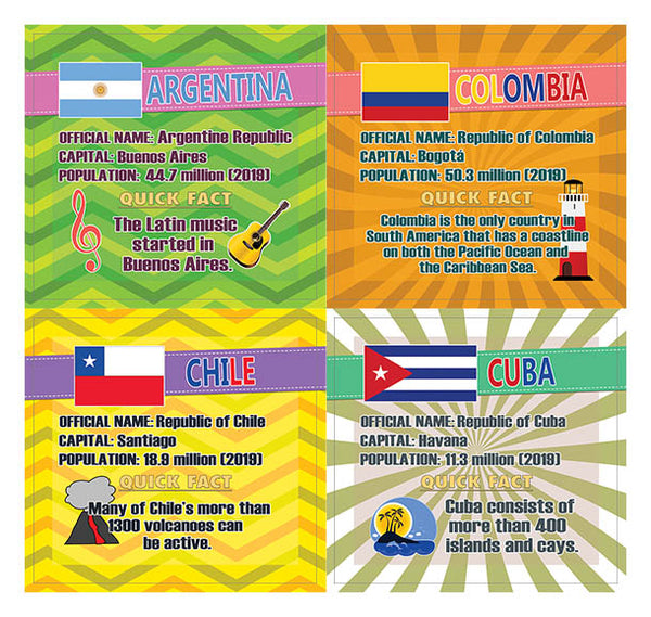 Creanoso The Americas Fun Facts Stickers for Kids - Unique Stocking Stuffers Gifts for Boys and Girls
