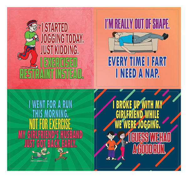 Creanoso Funny Workout Jokes Stickers â€“ Jogging and Exercising (20-Sheets) â€“ Learning Stickers â€“ Unique Stocking Stuffers Gifts for Men, Women, Teens, Athletes â€“ Surface DÃ©cor Decal Giveaways