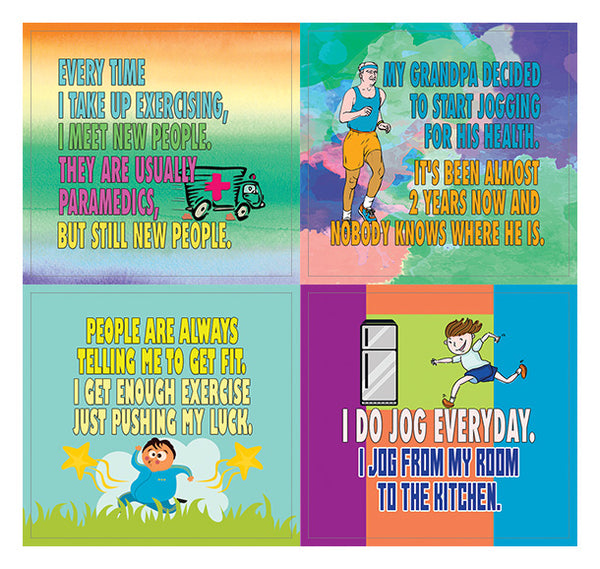Creanoso Funny Workout Jokes Stickers â€“ Jogging and Exercising (20-Sheets) â€“ Learning Stickers â€“ Unique Stocking Stuffers Gifts for Men, Women, Teens, Athletes â€“ Surface DÃ©cor Decal Giveaways